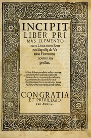 Cover of: Incipit liber primus[-quartus] Elementorum litterarum by Giovanni Battista Verini