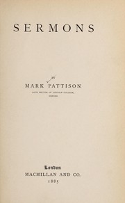 Cover of: Sermons by Mark Pattison