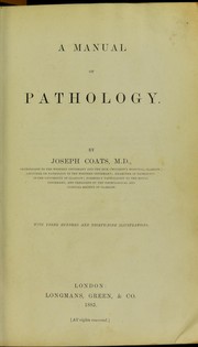 Cover of: A manual of pathology