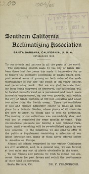 Cover of: Southern California Acclimatizing Association: [Supplement to catalogue, 1904/05]