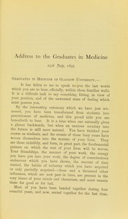 Cover of: Graduation in medicine 25 July, 1895: address to the graduates