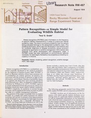 Cover of: Pattern recognition--a simple model for evaluating wildlife habitat