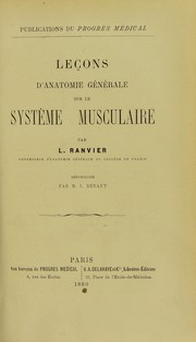 Cover of: Le©ʹons d'anatomie g©♭n©♭rale sur le syst©·me musculaire