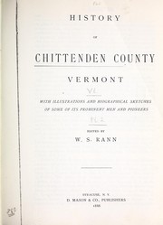 Cover of: History of Chittenden County, Vermont