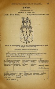 Cover of: Miscellanea genealogica et heraldica