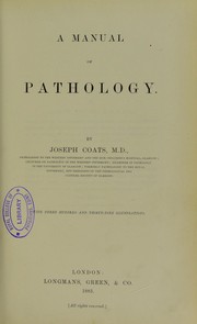 Cover of: A manual of pathology
