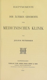 Cover of: Hauptmomente in der ©Þlteren Geschichte der medicinischen Klinik