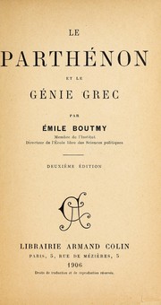 Cover of: Le Parthe non et le ge nie grec by Emile Gaston Boutmy