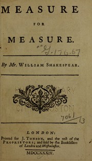 Cover of: Measure for Measure
