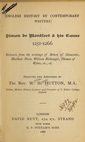 Simon de Montfort & his cause, 1251-1266