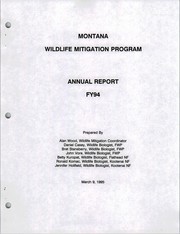 Cover of: Montana Wildlife Mitigation Program: annual report, FY 94