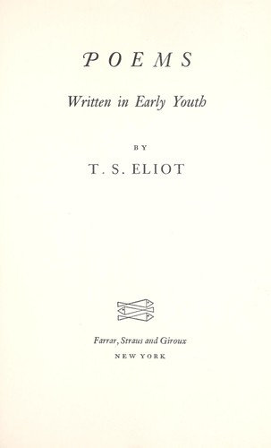 Poems written in early youth