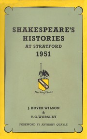 Cover of: Shakespeare's histories at Stratford, 1951.