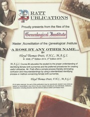 Master Accreditation of the Genealogical Institute M.A.G.I. Course Lesson #4 A Rose by any other name... by Floyd Thomas Pratt F.H.C., M.A.G.I.