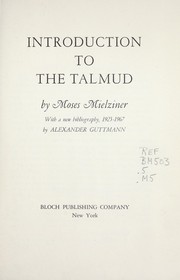 Cover of: Introduction to the Talmud. by M. Mielziner