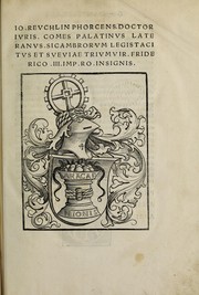 Cover of: Ioannis Reuchlin Phorcensis LL. Doc. ad Dionysium fratrem suum Germanum De rudimentis Hebraicis liber primus