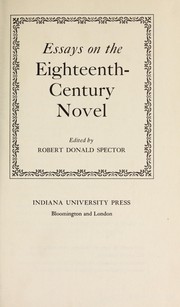 Cover of: Essays on the eighteenth-century novel.