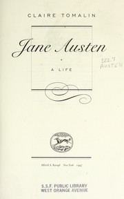 Cover of: Jane Austen: a life