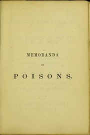 Cover of: Memoranda on poisons