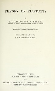 Cover of: Theory of elasticity