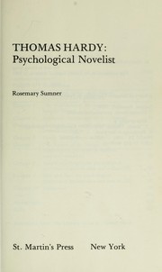Cover of: Thomas Hardy, psychological novelist
