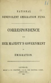 Cover of: Correspondence with Her Majesty's Government on emigration
