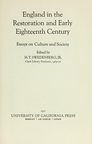Cover of: England in the Restoration and early eighteenth century: essays on culture and society.