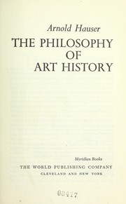 Cover of: The philosophy of art history