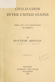 Cover of: Civilization in the United States by by Matthew Arnold.