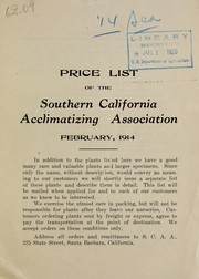 Cover of: Price list of the Southern California Acclimatizing Association