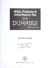 Cover of: Wills, probate & inheritance tax for dummies