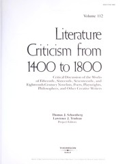 Cover of: Literature Criticism From 1400 To 1800: Critical Discussion of the Works of Fifteenth-, Sixteenth-, Seventeenth-, and Eighteenth-Century Novelists, Poets, ... (Literature Criticism from 1400 to 1800)