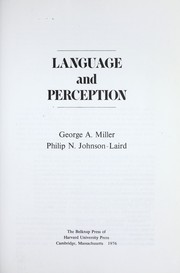 Cover of: Language and perception by Miller, George A.