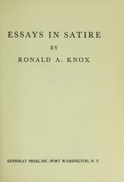 Essays in satire by Ronald Arbuthnott Knox