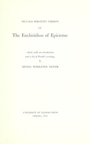 Cover of: Niccolò Perotti's version of the Enchiridion of Epictetus