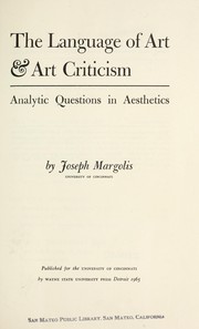 Cover of: The language of art & art criticism.