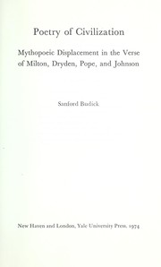 Cover of: Poetry of civilization by Sanford Budick