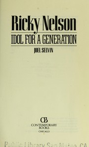Cover of: Ricky Nelson : idol for a generation