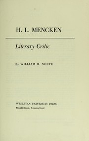 Cover of: H. L. Mencken: literary critic