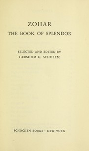 Cover of: Zohar, the Book of splendor;