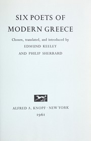 Cover of: Six poets of modern Greece. by Edmund Keeley