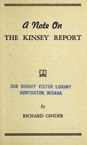 Cover of: A note on the Kinsey report