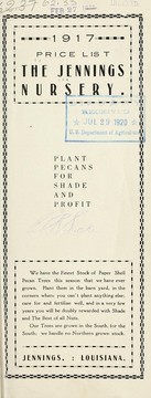 Cover of: 1917 price list [of] plant, pecans, for shade and profit by Jennings Nursery