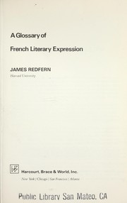 Cover of: A Glossary of French literary expression