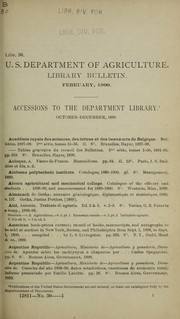Cover of: Accessions to the Department Library: October-December, 1899