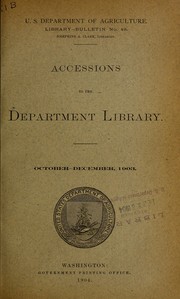 Cover of: Accessions to the Department Library: October-December, 1903
