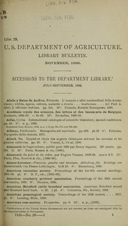 Cover of: Accessions to the Department Library: July-September, 1899