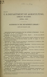 Cover of: Accessions to the Department Library: January-March, 1899
