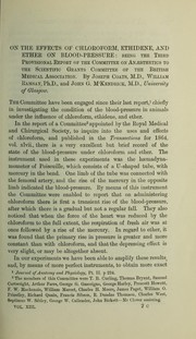 Cover of: On the effects of chloroform, ethidene, and ether on blood-pressure: being the third provisional report of the Committee on Anaesthetics to the Scientific Grants Committee of the British Medical Association