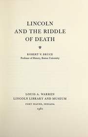 Cover of: Lincoln and the riddle of death